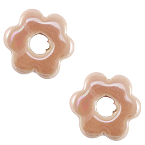 Abalorios de cer&aacute;mica griega DQ flor Rosa rojizo