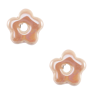 Abalorios de cer&aacute;mica DQ Griegos flor Rosa rojizo