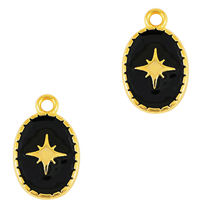 Colgantes met&aacute;licos DQ estrella Dorado-negro (sin n&iacute;quel)