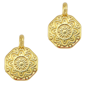 Colgantes met&aacute;licos DQ mandala Dorado (sin n&iacute;quel)