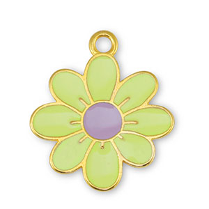 Colgantes met&aacute;licos DQ flor Amarillo lim&oacute;n-Lila-Dorado (sin n&iacute;quel)