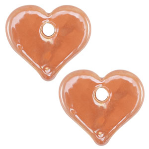 Abalorios de cer&aacute;mica griega DQ coraz&oacute;n Naranja
