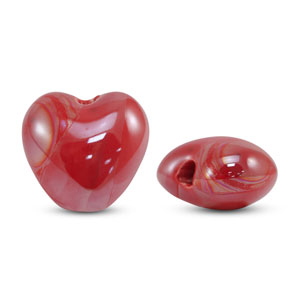 Abalorios de cer&aacute;mica griega DQ coraz&oacute;n Rojo
