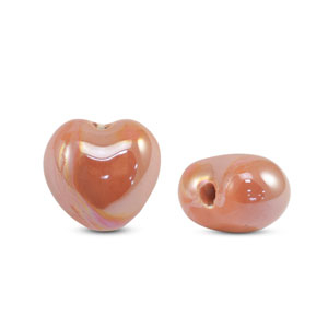 Abalorios de cer&aacute;mica griega DQ coraz&oacute;n Naranja