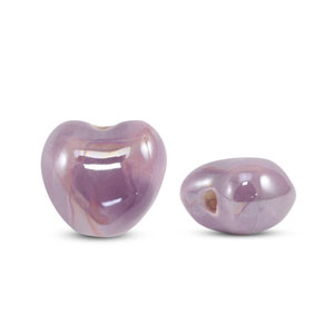 Abalorios de cer&aacute;mica griega DQ coraz&oacute;n Morado