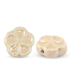 Abalorios de cer&aacute;mica flor Beige