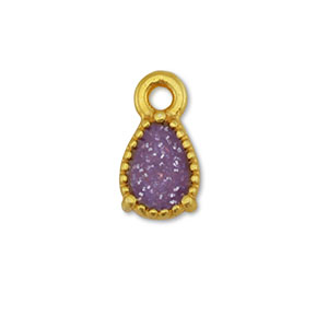 Colgantes met&aacute;licos DQ gota Dorado-glitter  p&uacute;rpura (sin n&iacute;quel)