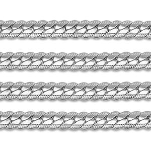 Fornituras Acero Inox cadena jasseron gourmet plana Plateado