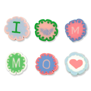 Abalorios de pol&iacute;meros "I love mom" Multicolor claro