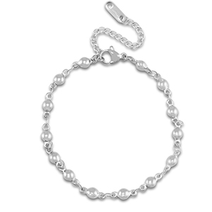 Pulseras Acero Inox bola Plateado