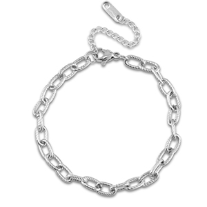 Pulseras Acero Inox con eslab&oacute;n retorcido Plateado