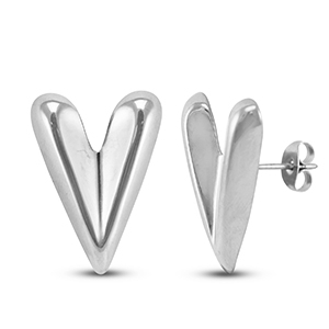 Pendientes Acero Inox coraz&oacute;n Plateado