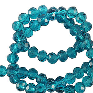 Abalorios faceteados disco 6x4mm Azul pac&iacute;fico