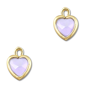 Colgantes de cristal coraz&oacute;n Lila claro-dorado