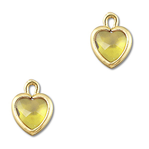Colgantes de cristal coraz&oacute;n Amarillo-dorado