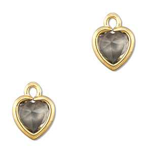 Colgantes de cristal coraz&oacute;n Gris claro-dorado