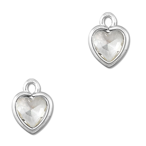 Colgantes de cristal coraz&oacute;n Transparente-plateado