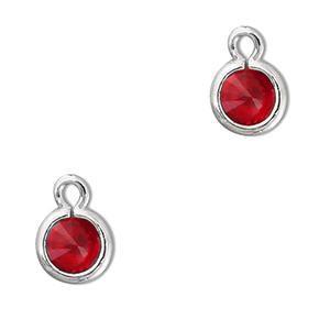 Colgantes de cristal redondos Rojo-plateado