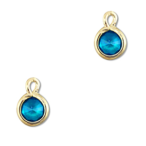 Colgantes de cristal redondos Azul-dorado