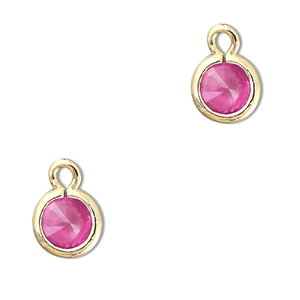 Colgantes de cristal redondos Rosa oscuro-dorado