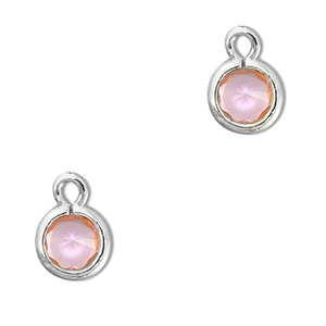 Colgantes de cristal redondos Rosa claro-plateado