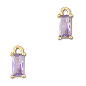 Colgantes de cristal rect&aacute;ngulo Lila claro-dorado