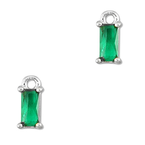 Colgantes de cristal rect&aacute;ngulo Verde esmeralda-plateado