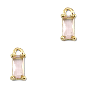 Colgantes de cristal rect&aacute;ngulo Rosa claro-dorado