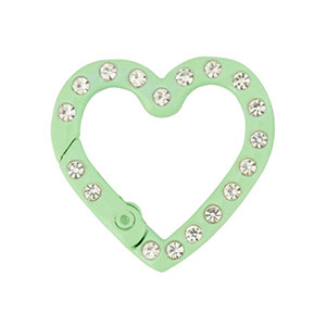 Fornituras coloridas anilla de llavero coraz&oacute;n Verde menta