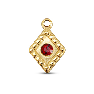 BY31&reg; Colgantes Acero Inox rombo Dorado-rojo ruby