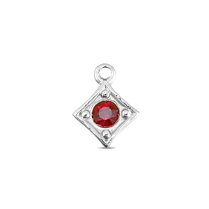 BY31&reg; Colgantes Acero Inox rombo Plateado-rojo ruby