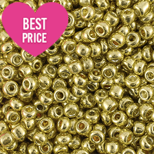 Rocalla cristal 12/0 (2mm) Dorado amarillo met&aacute;lico brillante