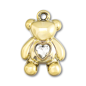 Colgantes llamativos oso con coraz&oacute;n Dorado
