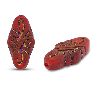 Abalorios Checos arabesque 19x9mm Transparente rojo-azul/dorado