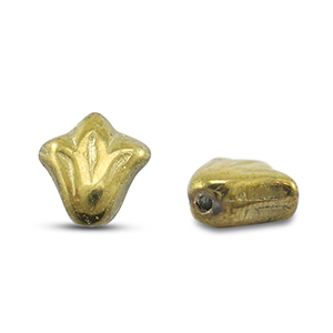 Abalorios Checos lily flower 9x8mm Dorado
