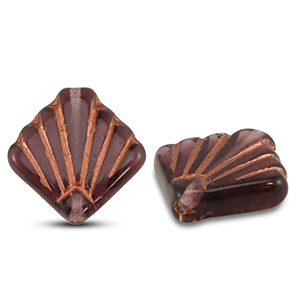 Abalorios Checos diafan 17mm Transparente P&uacute;rpura-cobre