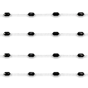 Fornituras Acero Inox cadena jasseron &oacute;valo Plata-negro