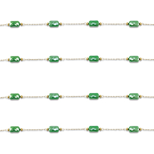 Fornituras Acero Inox cadena jasseron &oacute;valo Dorado-verde