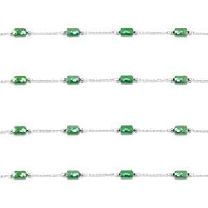 Fornituras Acero Inox cadena jasseron &oacute;valo Plata-verde