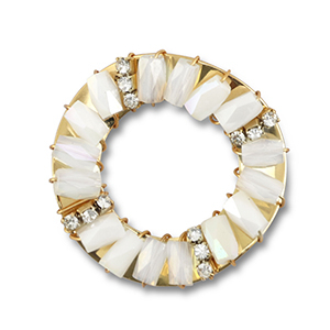 Colgantes faceteados redondos Blanco AB-gris transparente AB-dorado