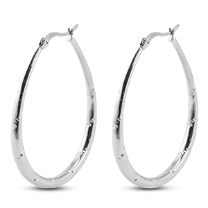 Pendientes Acero Inox criollas &oacute;valo Plateado