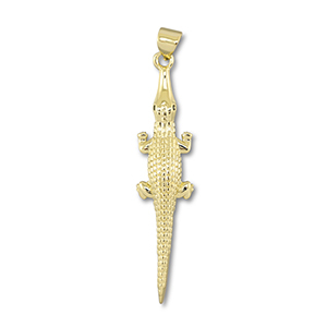 Metal TQ lat&oacute;n colgante cocodrilo Dorado