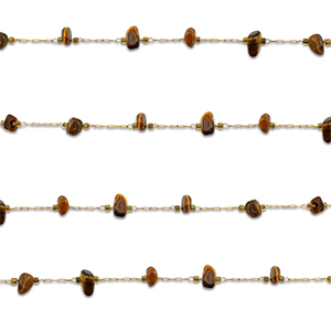 Fornituras Acero Inox cadena jasseron Ojo de tigre irregular Dorado-marr&oacute;n dorado