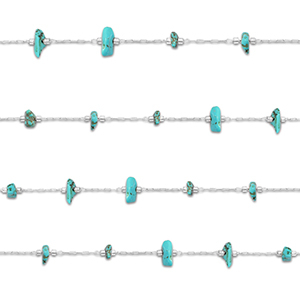 Fornituras Acero Inox cadena jasseron Howlita irregular Plateado-turquesa