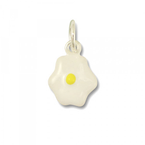 Colgantes met&aacute;licos huevo Blanco-amarillo-plateado