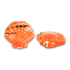 Abalorios de cer&aacute;mica concha Naranja-negro