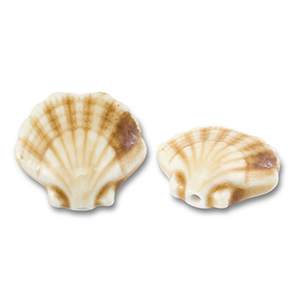 Abalorios de cer&aacute;mica concha Marr&oacute;n claro