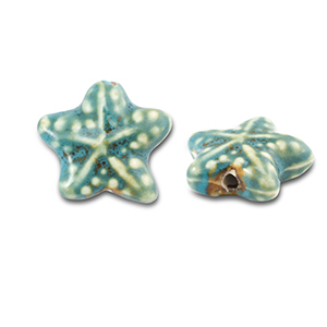 Abalorios de cer&aacute;mica estrella de mar Azul verdoso