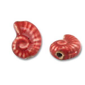 Abalorios de cer&aacute;mica concha Rojo