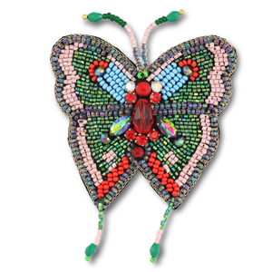 Broches mariposa Rojo-verde-rosa
